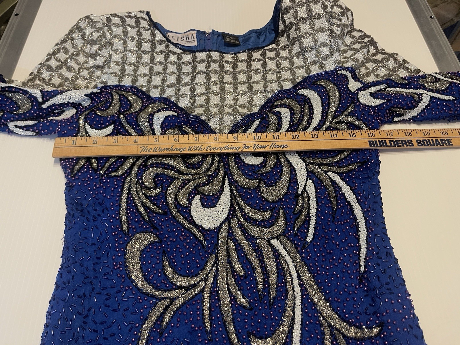 VTG Alisha Silk Beaded MIDI Cocktail Glamor Gown Royal Blue Size Medium Y2K 90s