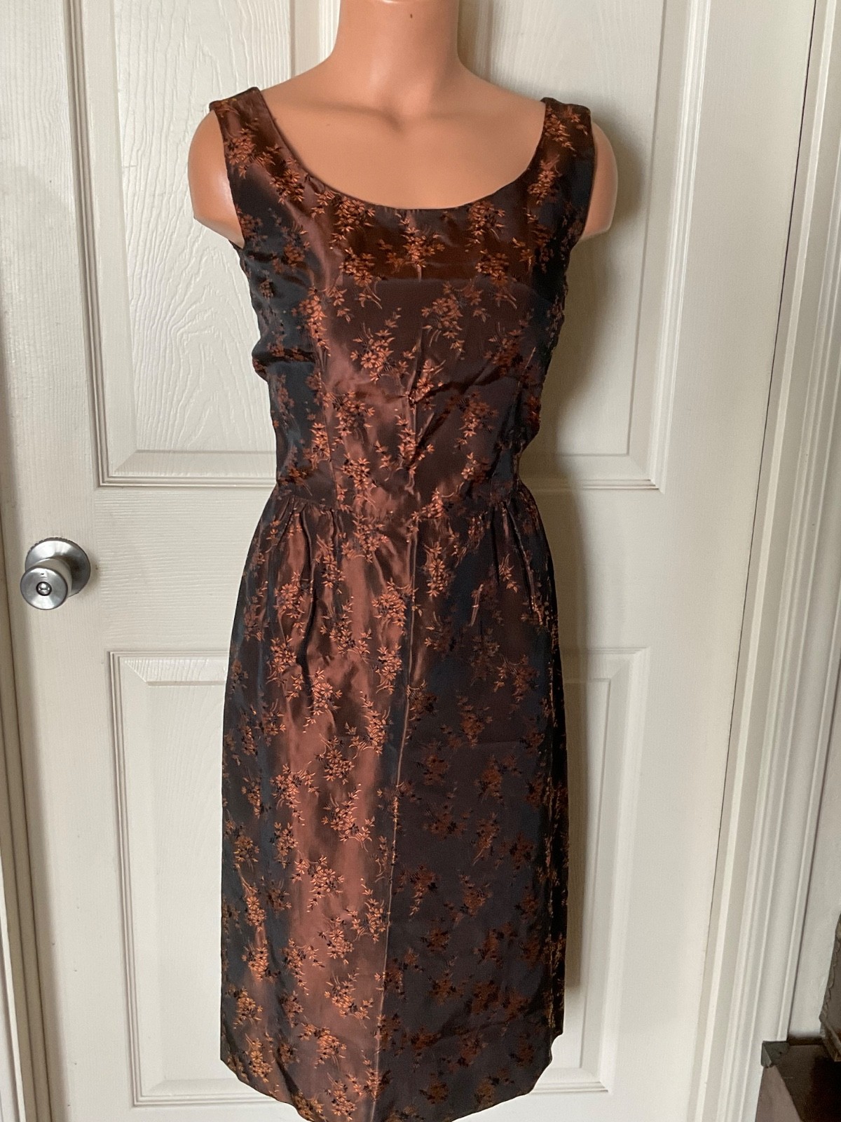 Vtg 2 Piece Dress Set Wiggle Pencil Silk Cheongsam Original Handmade OOAK Sz S