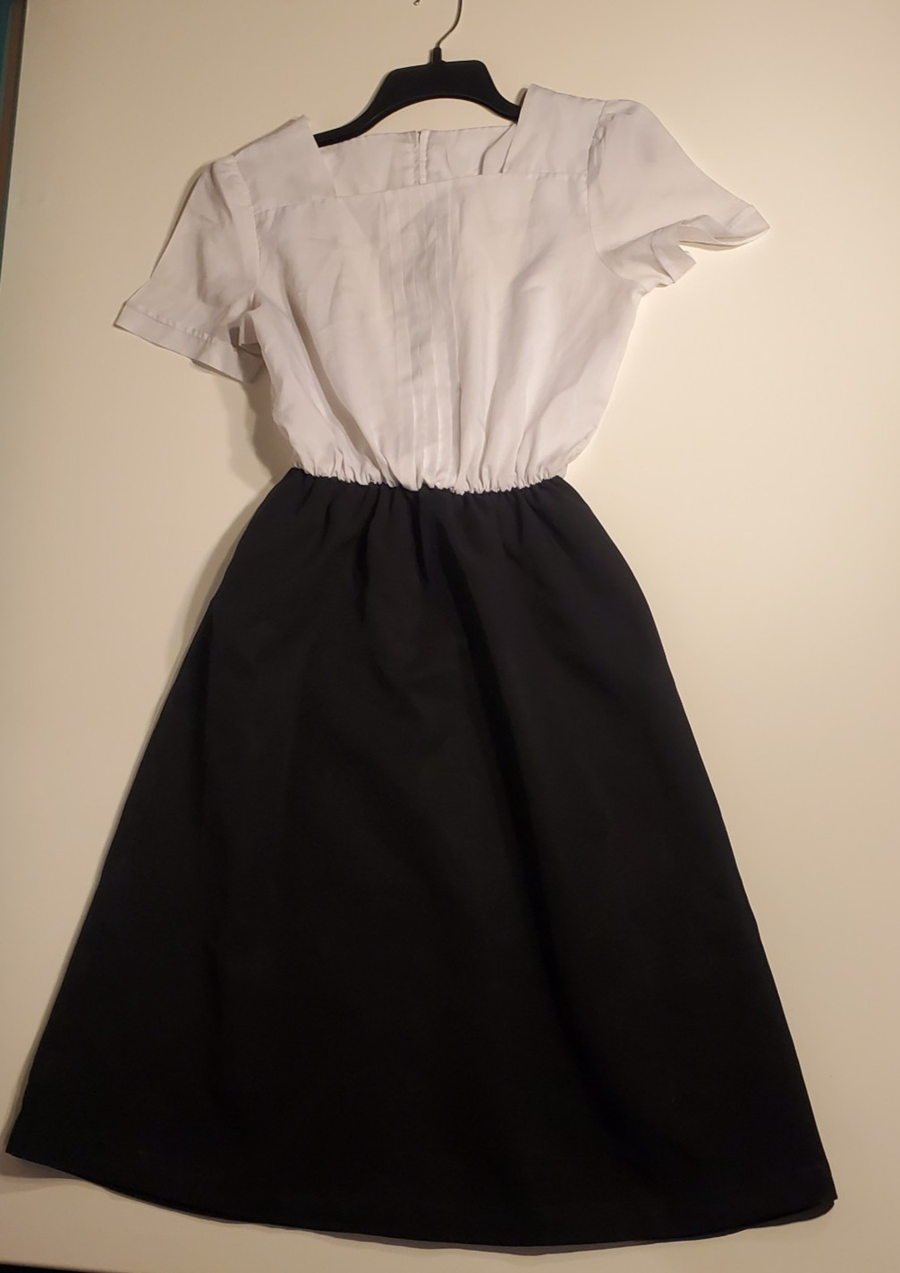 Vintage Black and White Dress, Classic, Retro, Knee-length