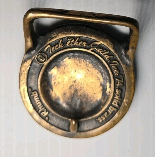 Vintage Brass Belt Buckle “RHUNE” Tech Ether Guild 1974, Viking Nordic Mystical