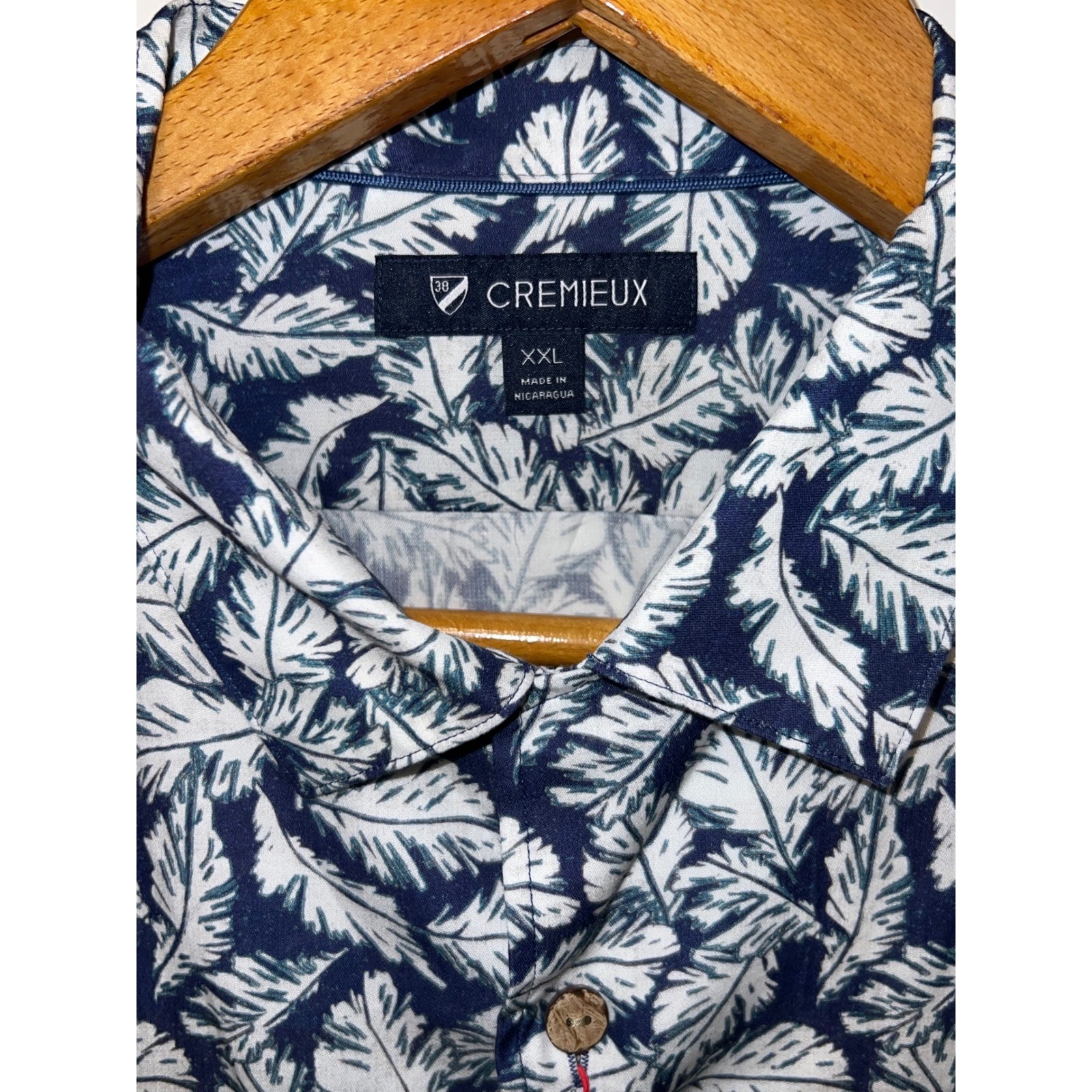 Lot of 2 NEW Cremieux Mens XXL Blue White Floral Leaf Cotton Short Sleeve Shirt