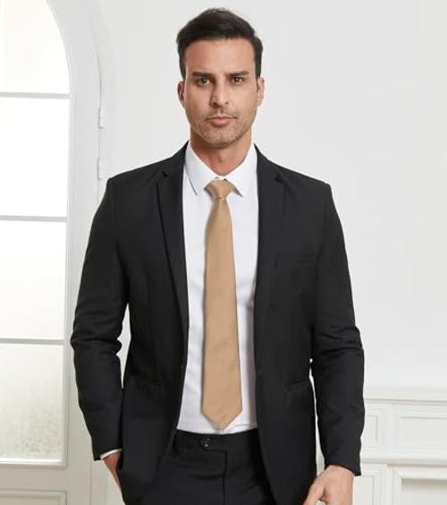 Men’s Ties Solid Color Formal Neckties 3.15″ (8CM) Black Ties 025-champagne