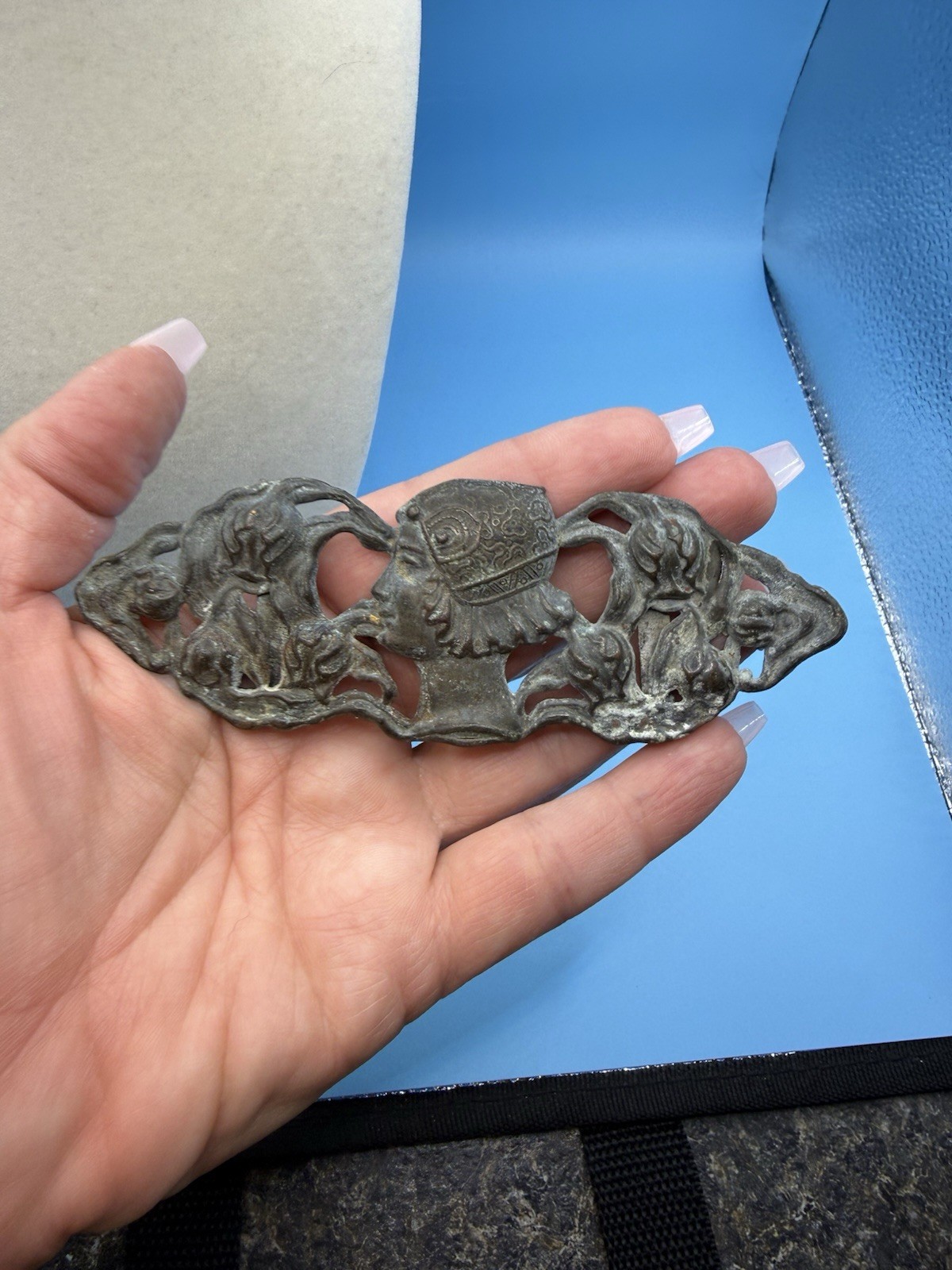 Vintage Art Nouveau Embossed Belt Buckle