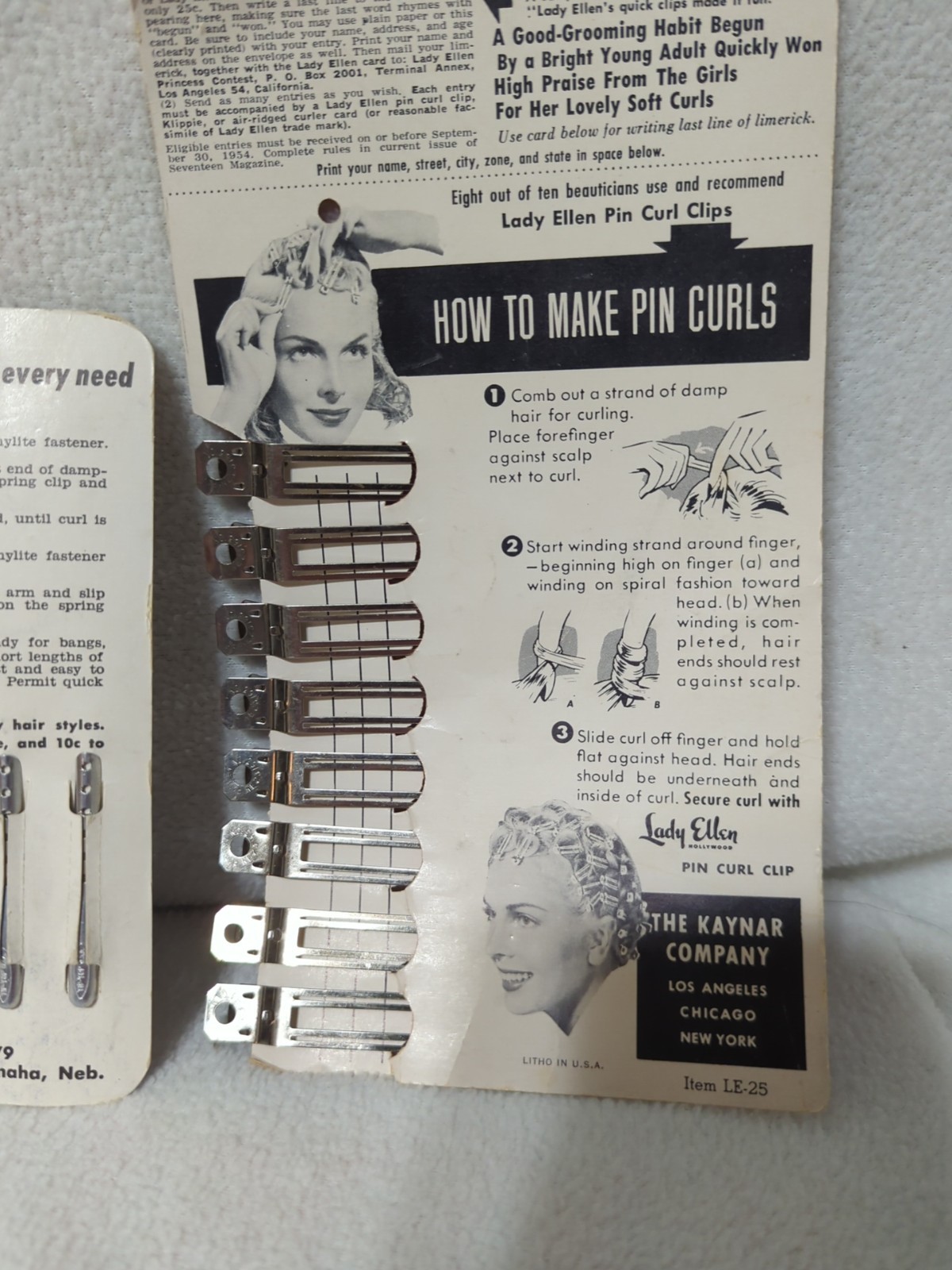 Vintage Lady Ellen Hollywood Arched Klippies Tip Top Curlers Pin Curl Clips…