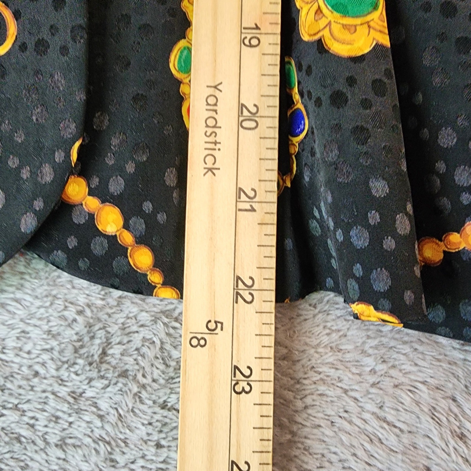 Leslie Fay Skirt Suit Set Womens Size 10 Black Gold Chain Jewel Print Vintage