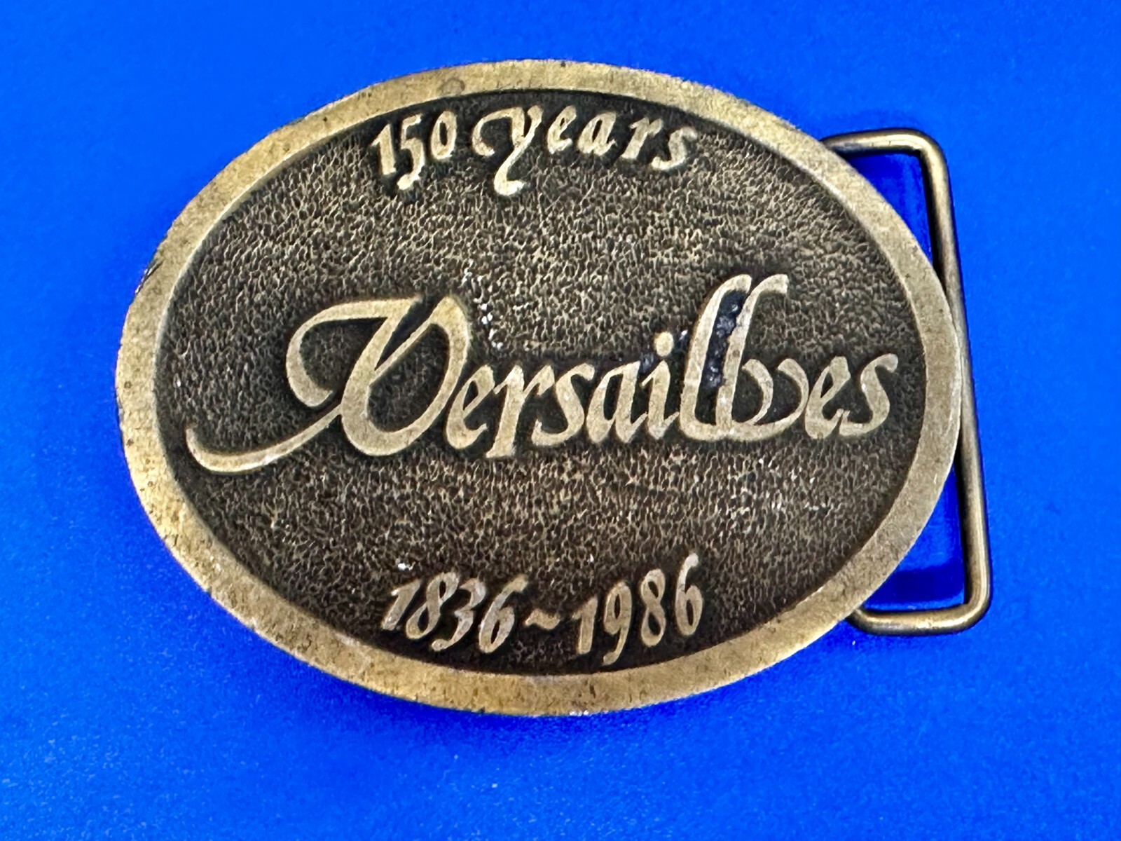Versailles, Illinois sesquicentennial 150 Years 1836-1986 CD Hit Belt Buckle