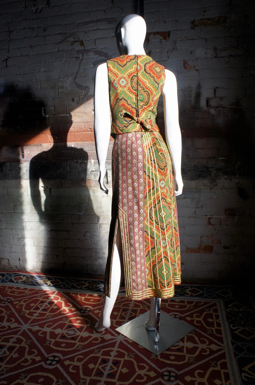 MOSCHINO COUTURE Vintage 1990s Boho Tapestry Boned Bustier Skirt FW 93/94 Runway