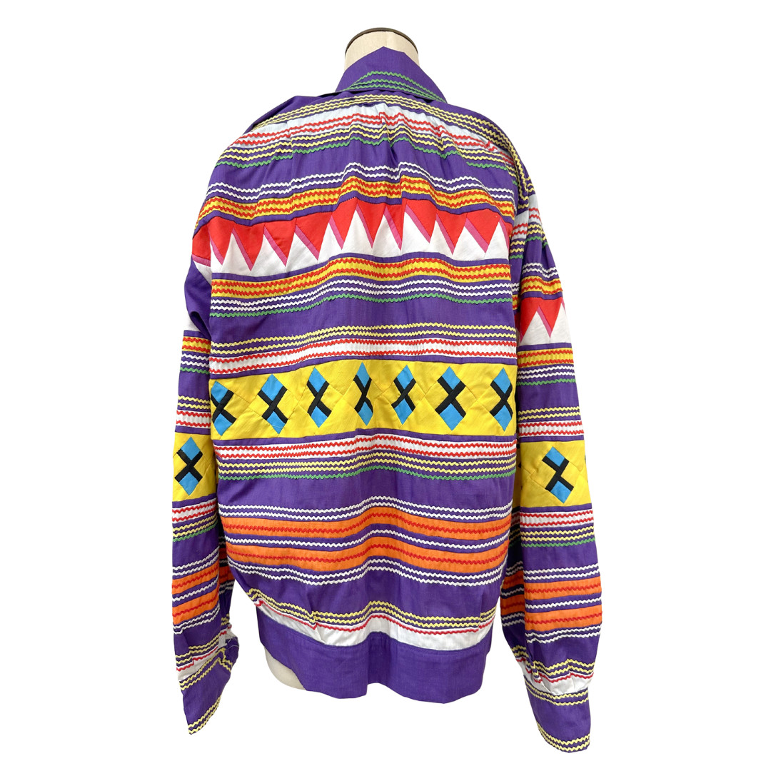 Vintage 1970s Seminole Purple Patchwork Handmade Open Jacket