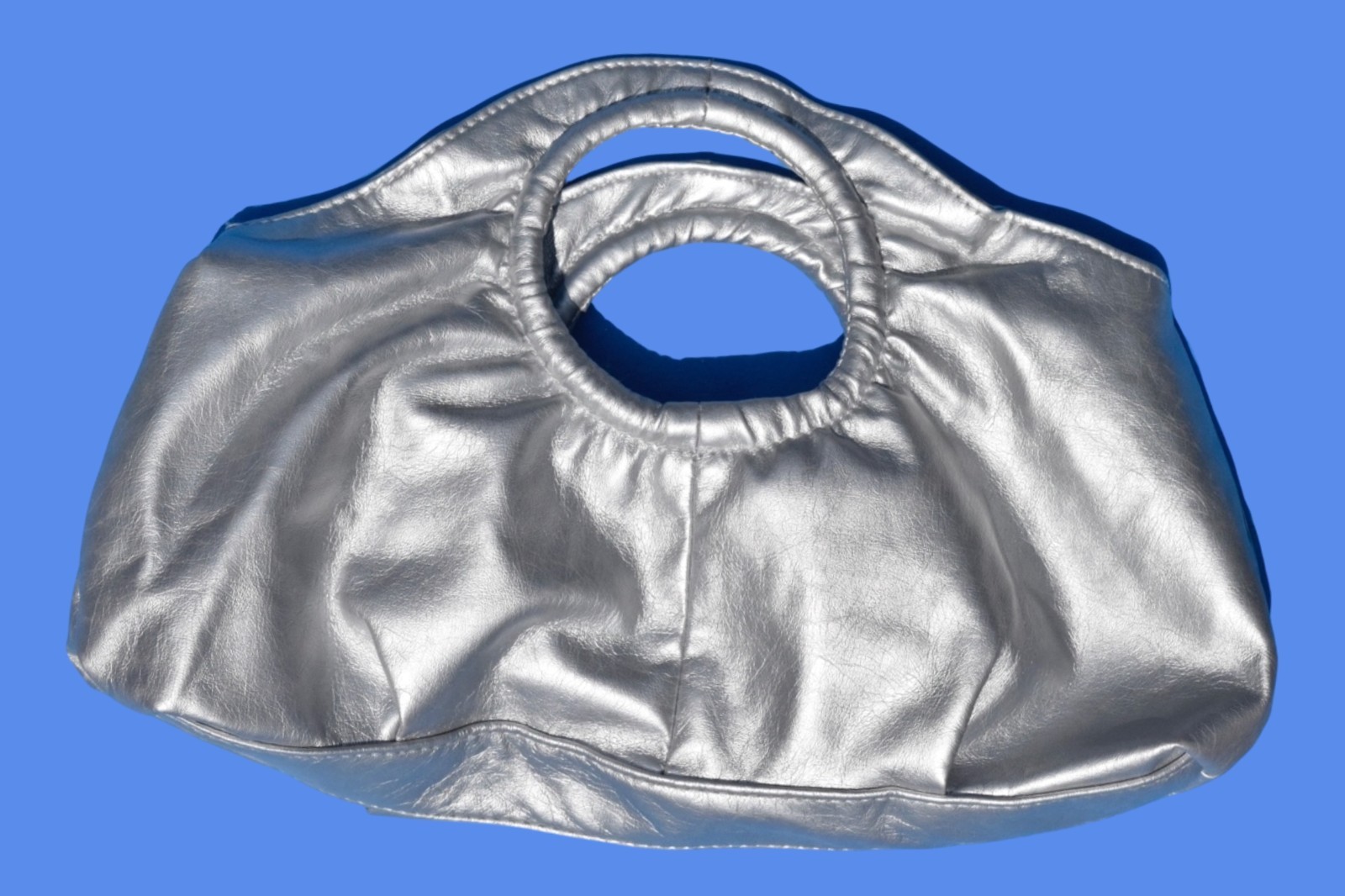 2000s Silver Metallic Slouchy Clutch Purse