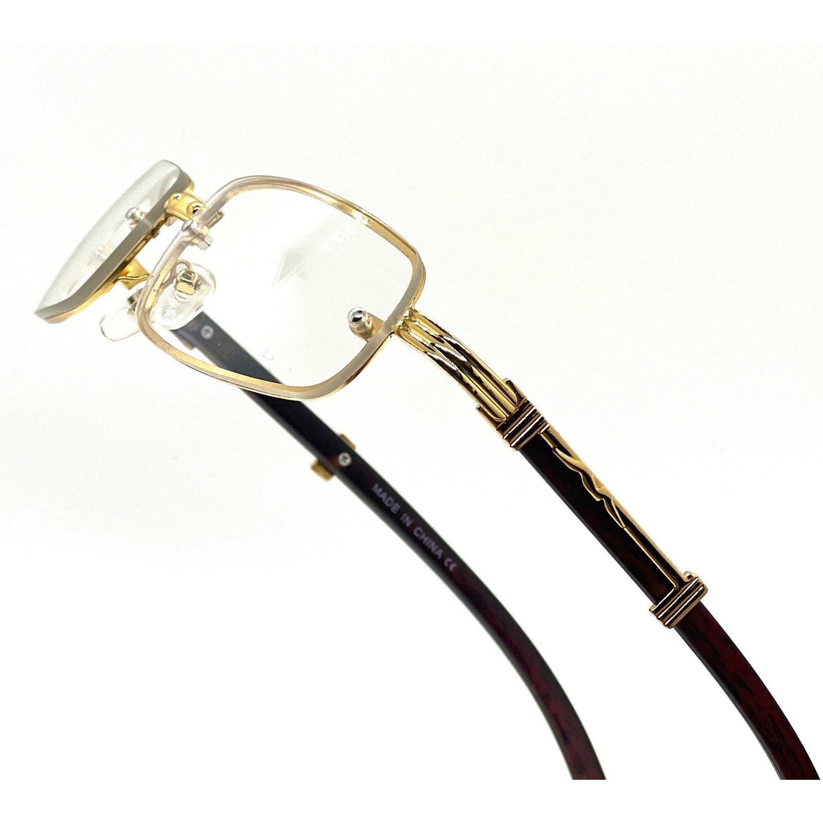 Gold Frame Glasses Wood Temple Women Designer Style Fashion Eyeglasses Gafas New