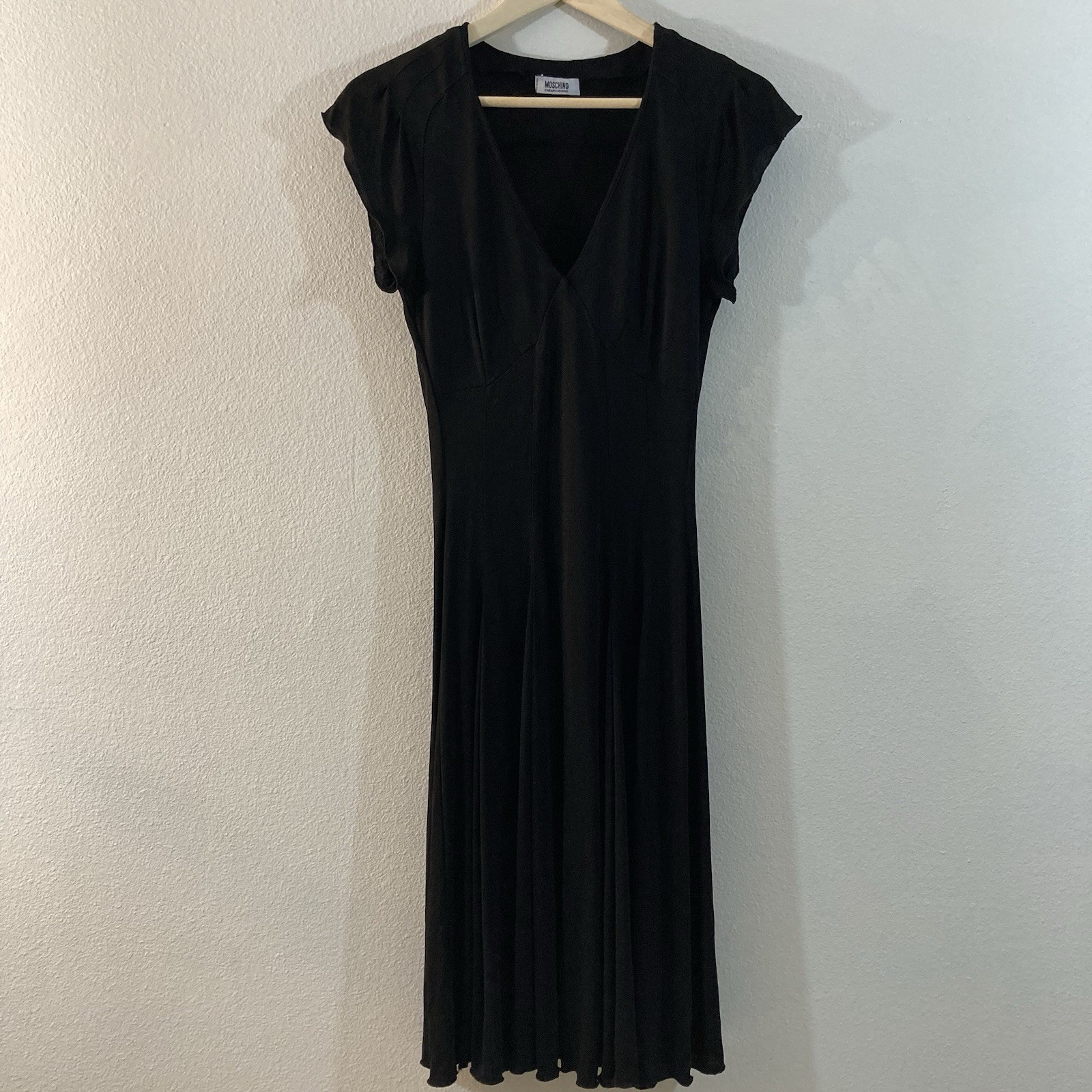 Moschino Women’s 90’s Black Mesh Dress Cheap and Chic Size 8 Made In Italy