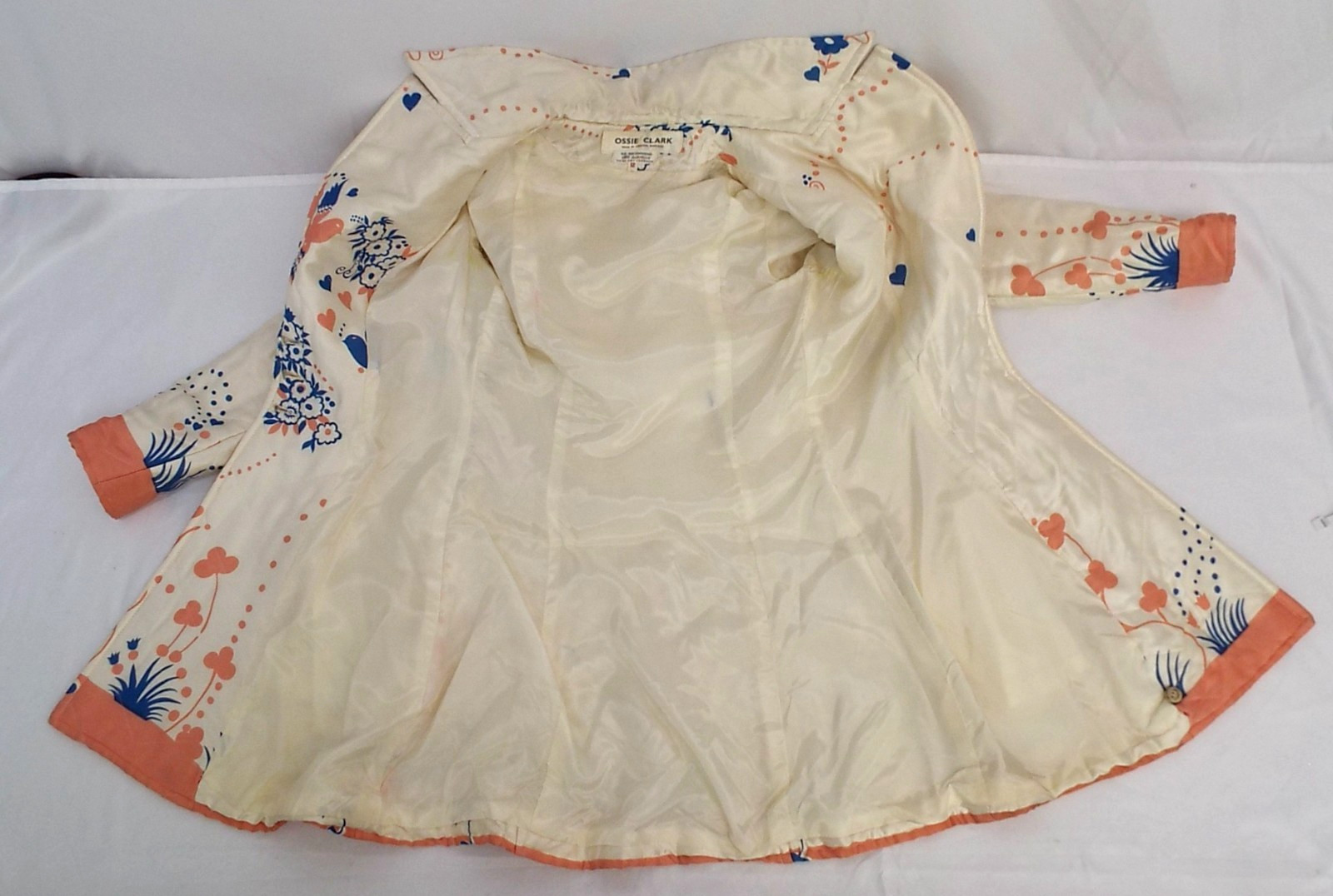 Vintage 1960s Ossie Clark Celia Birtwell Quilted Fitted Satin Jacket Coat 12