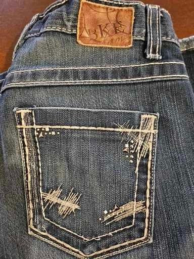 BKE Buckle Drew Womens Sz 28 x 30 1/2 Dark Boot Cut Stretch Jeans Big Stitch