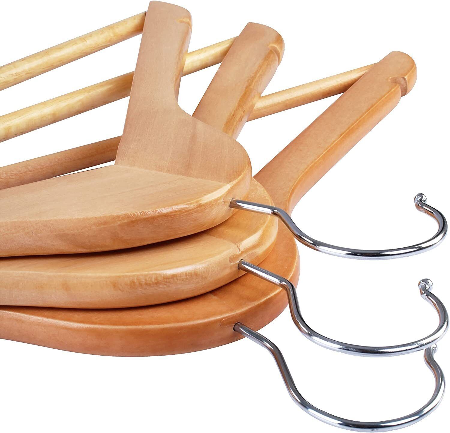 Premium Wooden Hangers 50 Pack Non-Slip Coat Clothes Hangers w/360° Swivel Hook