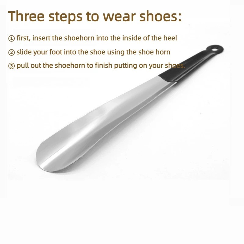 Long Handle Shoe Horn Stainless Steel Metal Shoe Helper Shoes Remover Shoehorn