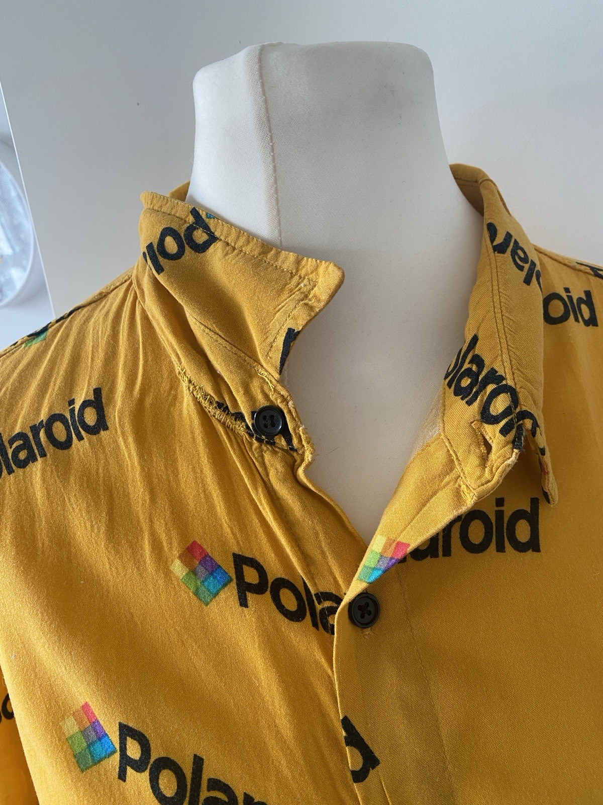 Polaroid Original Single Piece Shirt Retro Vintage L Unisex Cotton Yellow Blouse