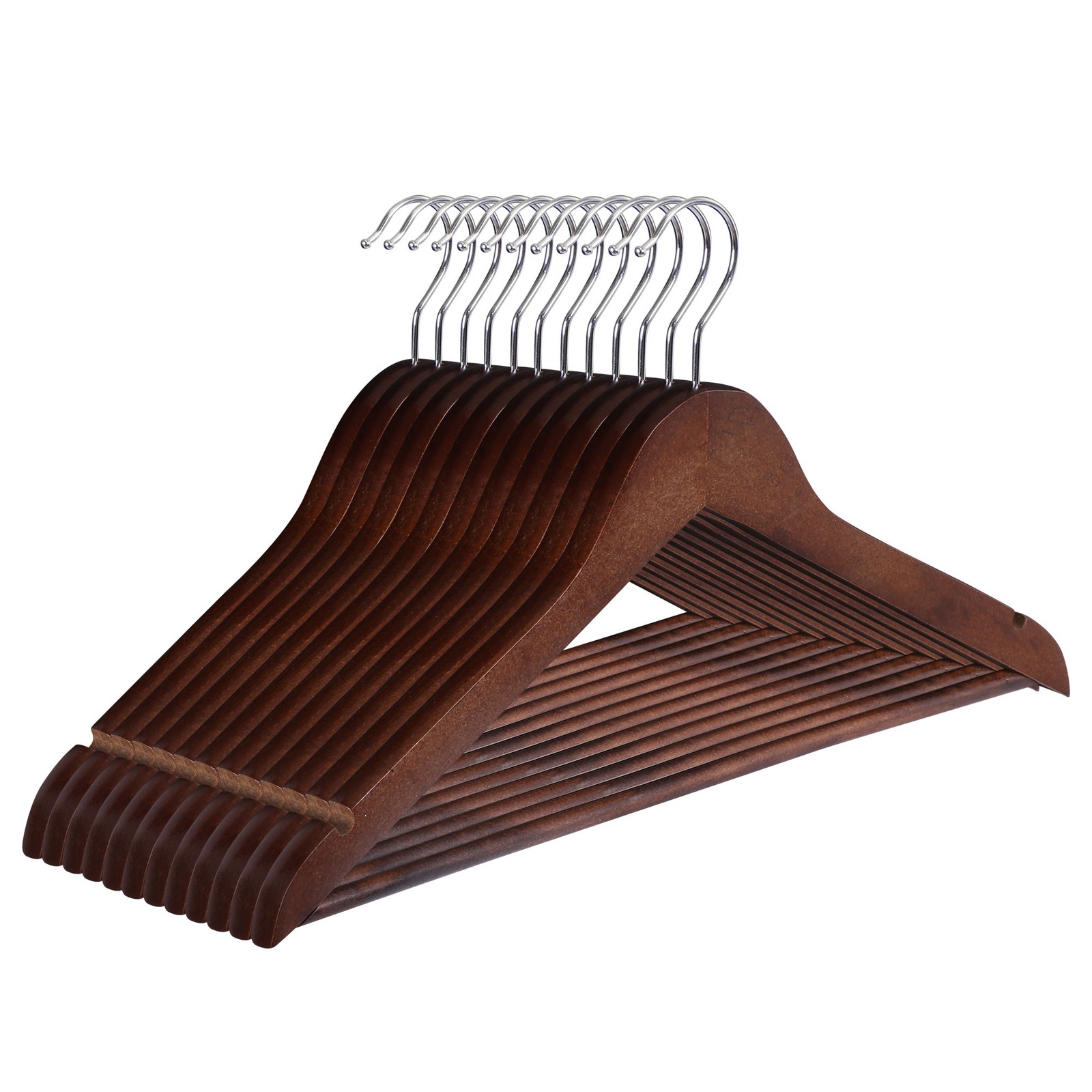 Premium Wooden Hangers 50 Pack Durable Slim Coat Hanger w/360° Swivel Hook Brown