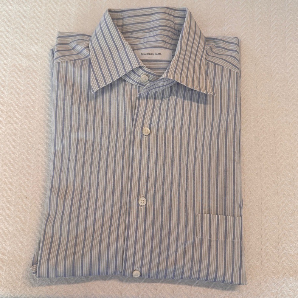 Ermenegildo Zegna 100% Cotton Dress shirt beautiful pattern Vintage see photos