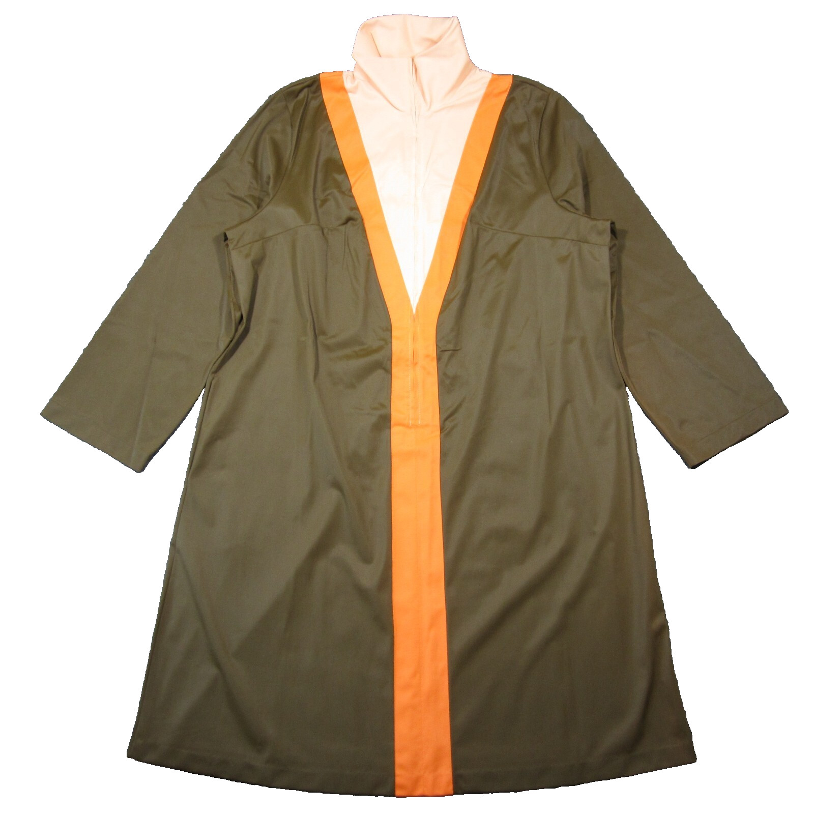 Vtg Vanity Fair Mod Robe Dress Women 18 Brown Peach Kaftan Zip Up Retro Glam 70s