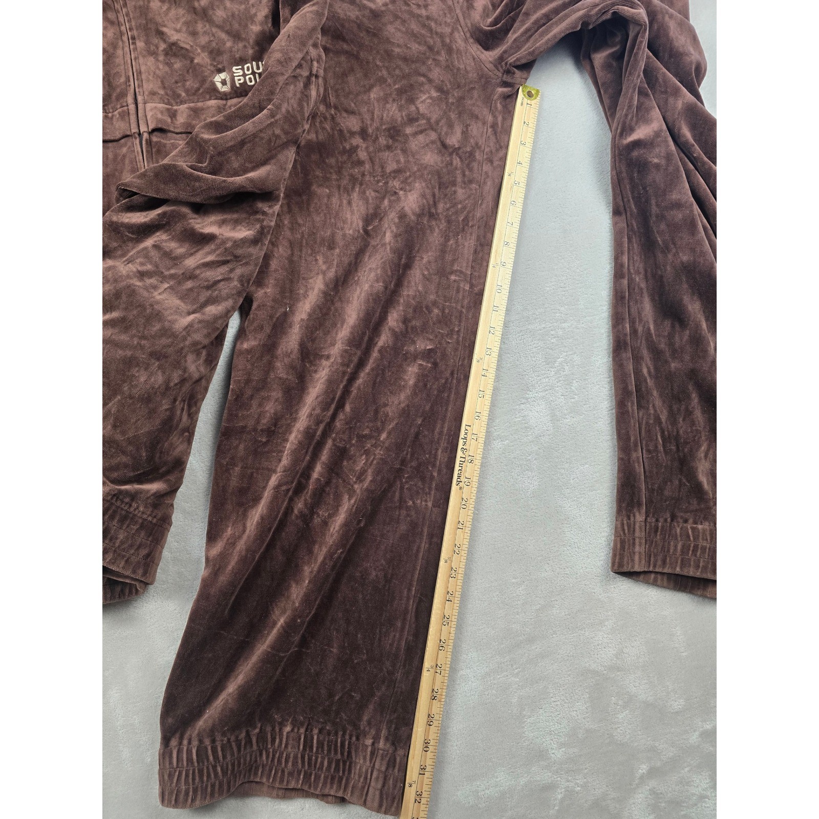Vintage Southpole Velour Tracksuit Men 2XL Brown Full Zip Y2K Baggy Hip Hop Read