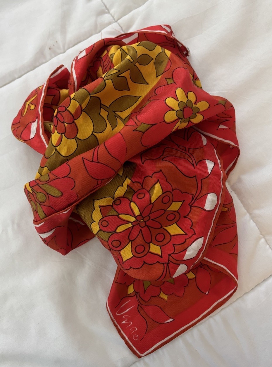 Vintage VERA 1970’s Silk Scarf Retro Colorful Rectangular 45” x 15” Japan