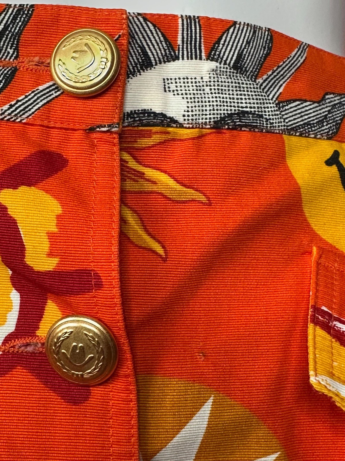 1990s MOSCHINO JEANS Orange Sun Print Cotton Vest & Skirt Set (XS)