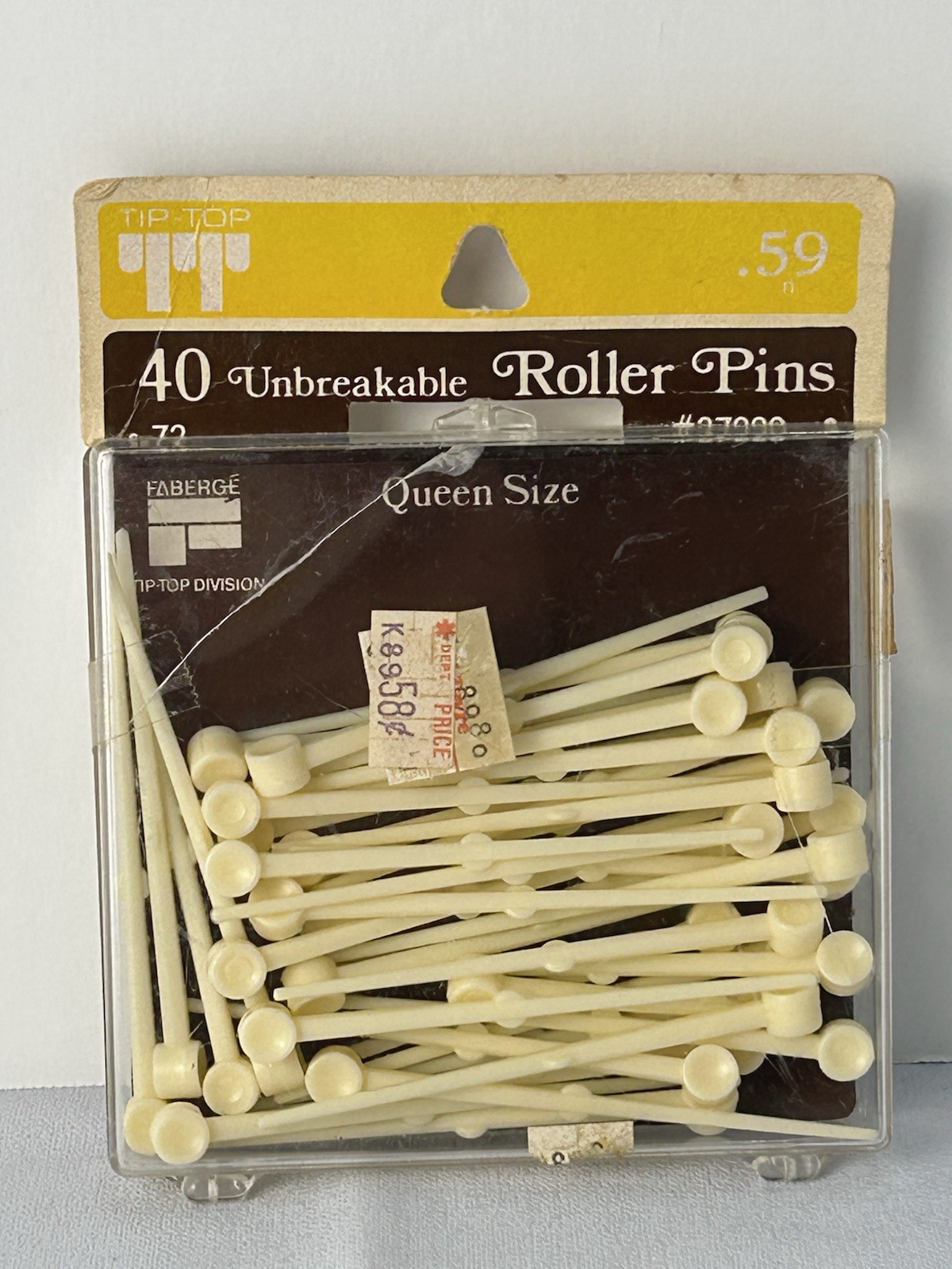 VTG Tip-Top Unbreakable Roller Pins Queen Size 40 Count Hair Styling NOS Granny