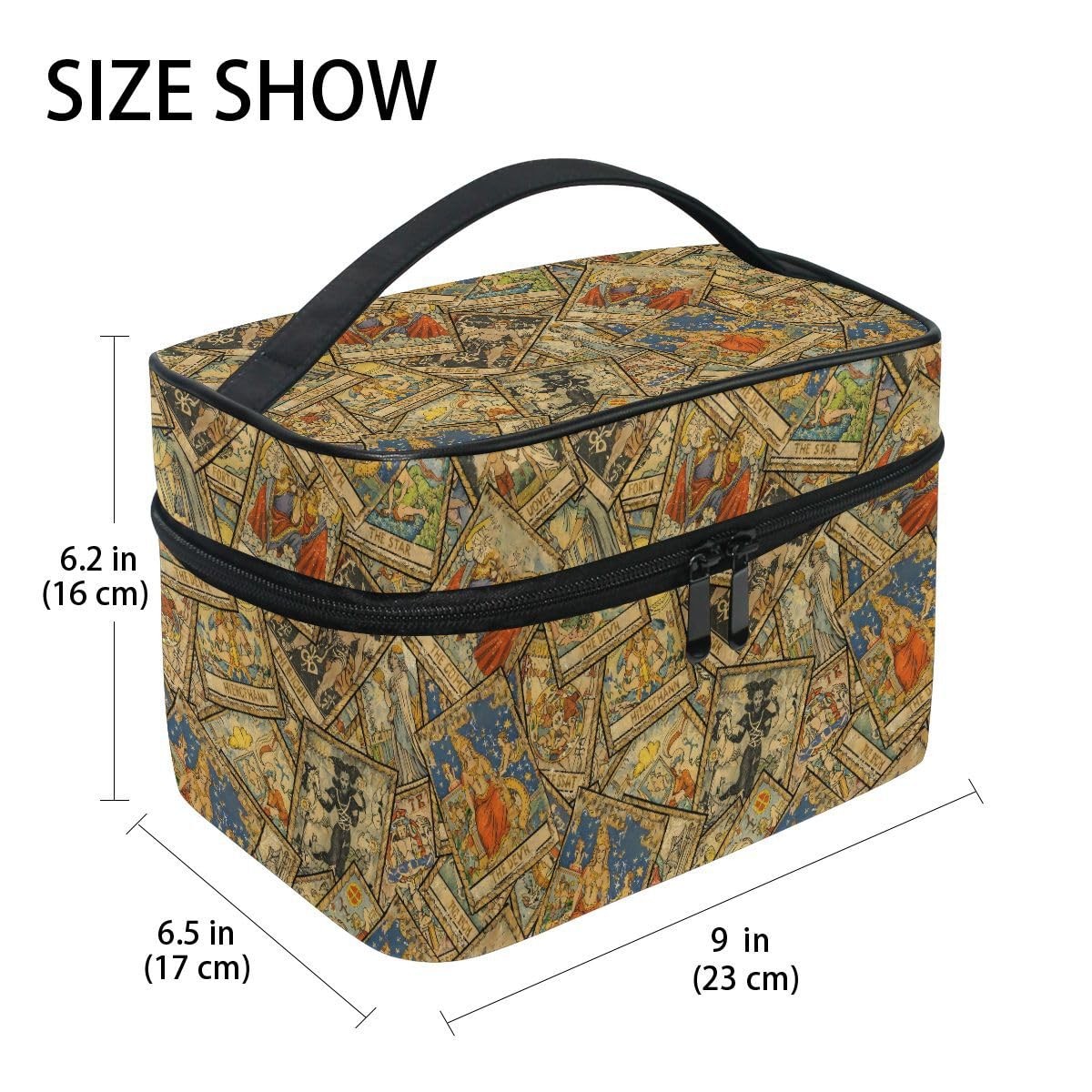 Makeup Train Cases Old Colorful 6.5x9x6.2 Inch (Pack of 1), Tarot