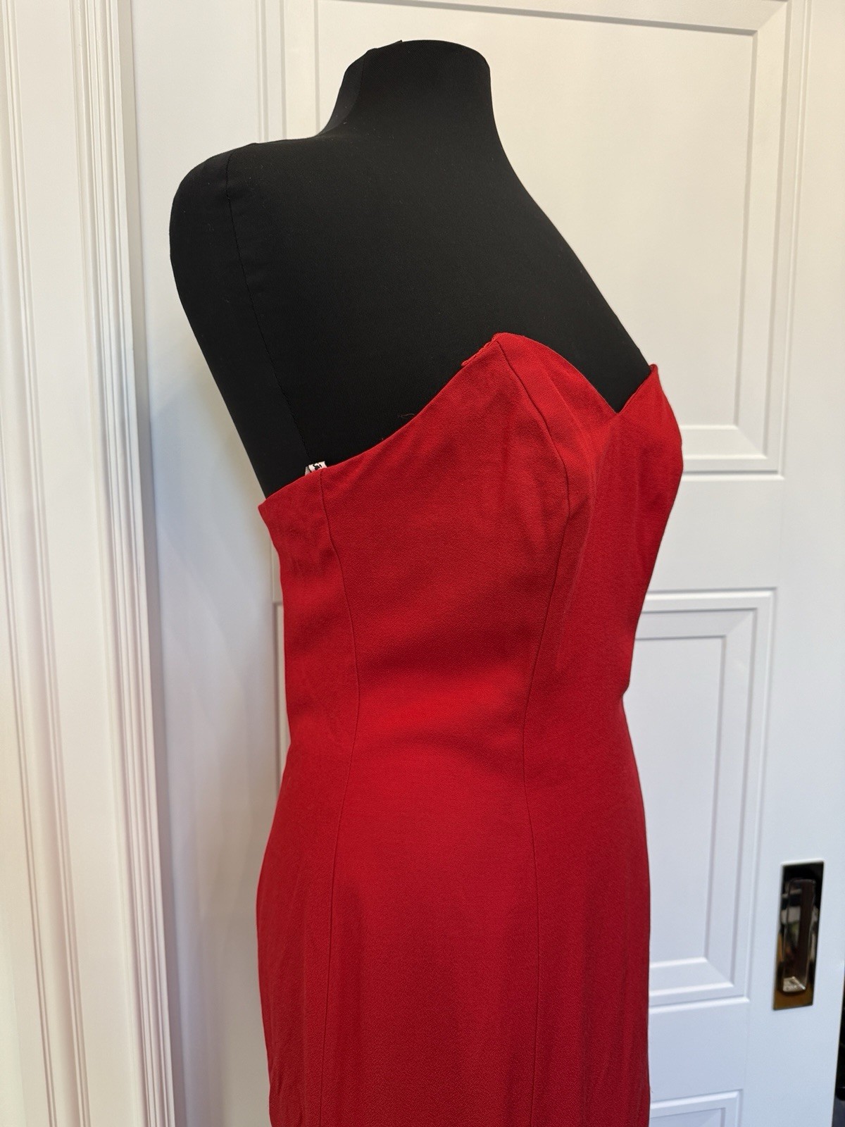 VINTAGE NIKI ORIGINALS RED STRAPLESS GOWN GLAM 80s 90s MAXI OLD HOLLYWOOD