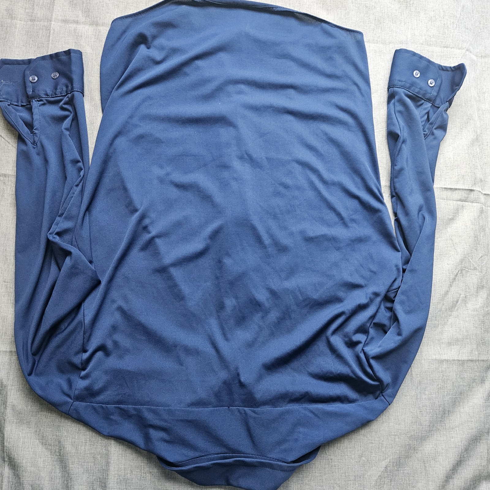 Vintage Montgomery Ward Mens 16 32/33 Blue Polyester Disco Dress Shirt 70s…