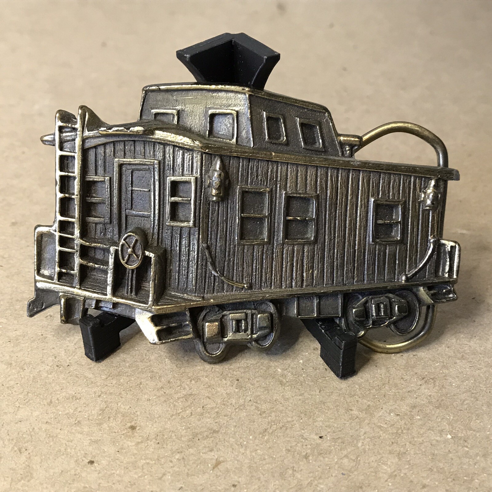 Caboose Car Railroad Railway Train Line Locomotive 1970s Vintage Belt Buckle~B71