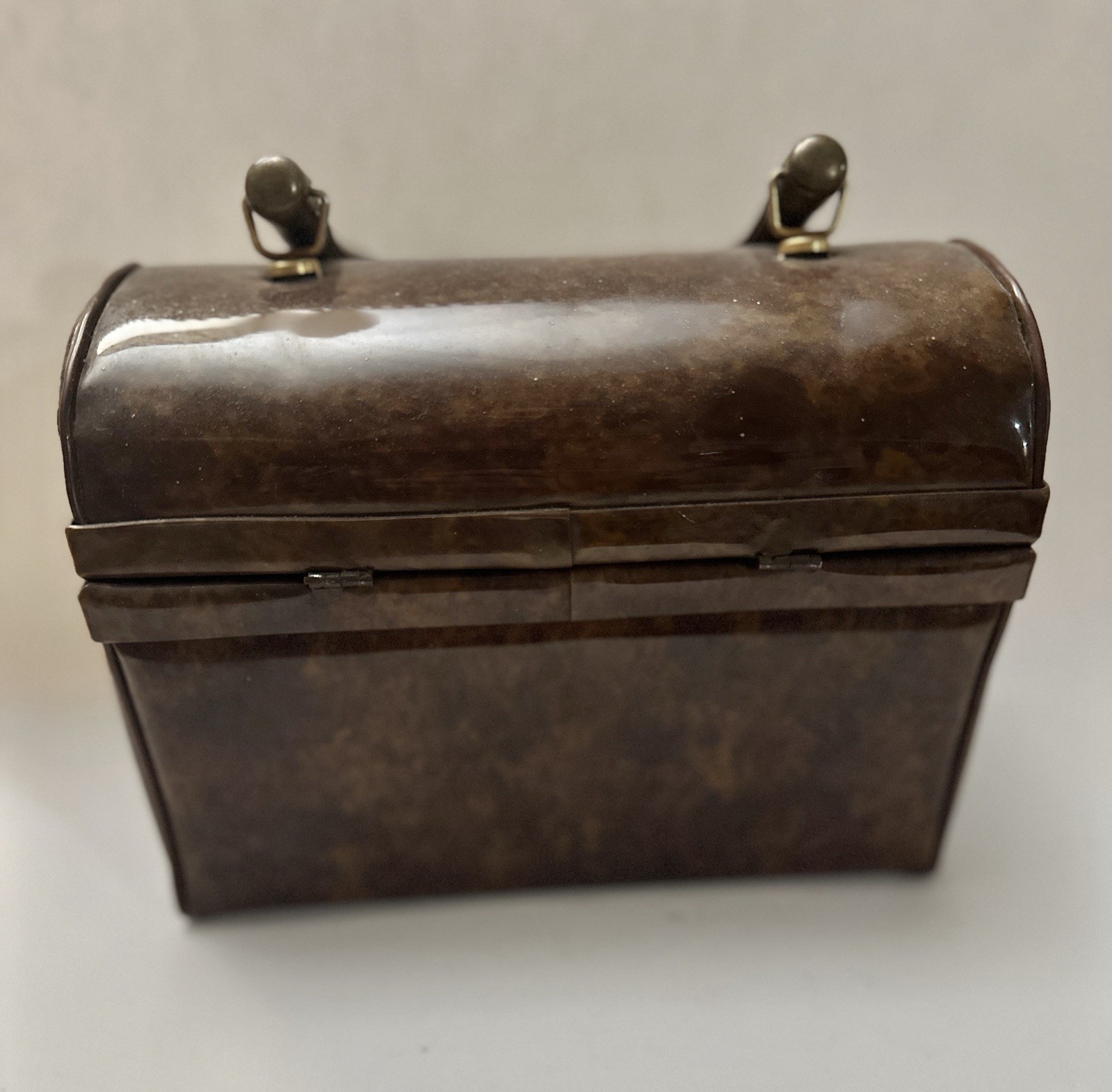 Vintage Mid Century Modern Brown Lunchbox Style Purse handbag