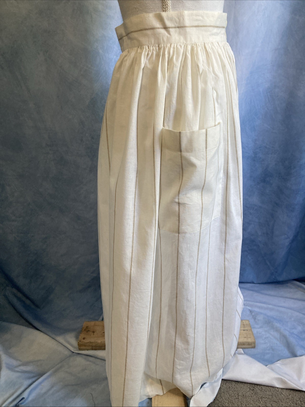 Vtg 80s 90s Andrew Harvey Cotton Linen Pinstripe Ankle Skirt Size 10 Pockets GUC