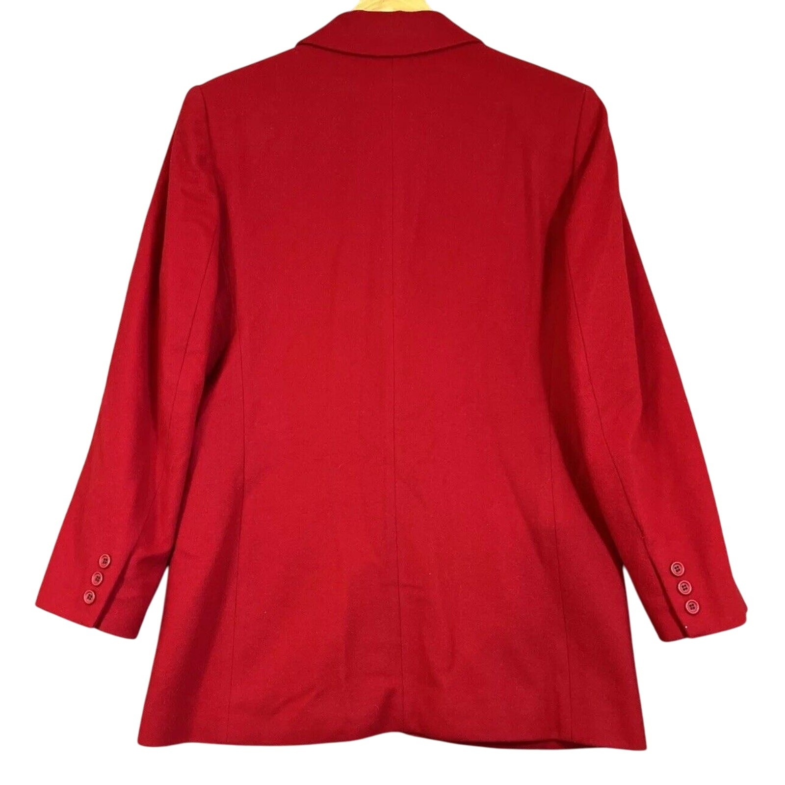 Lands’ End Wool Cashmere Blazer 10 Red Single Button Pockets Long Y2K USA