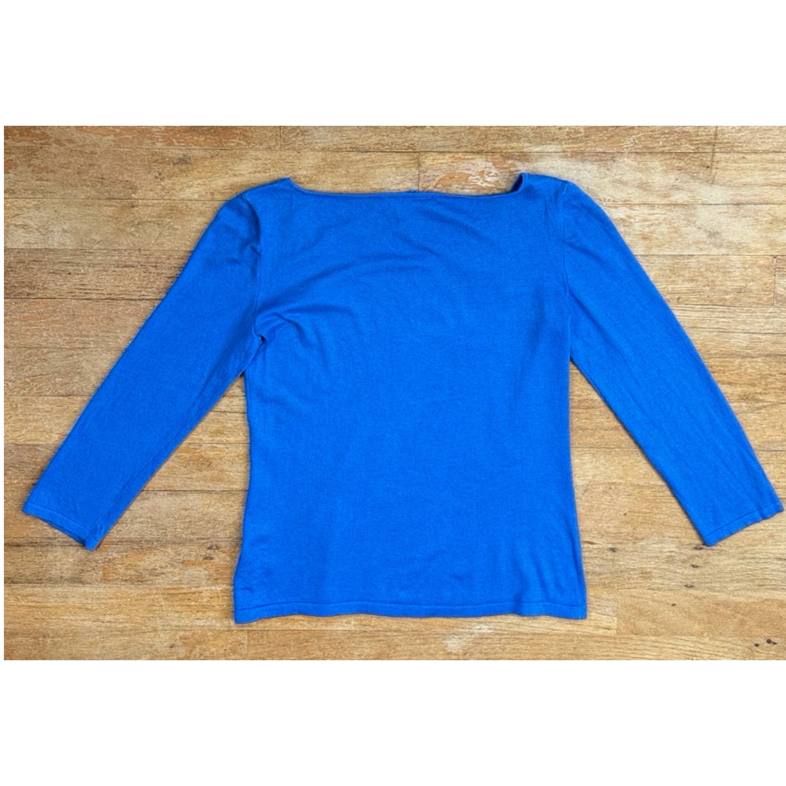Vintage Blue Knit Silk Blend Cropped Shirt Size Small 90s Ralph Lauren Top Scoop