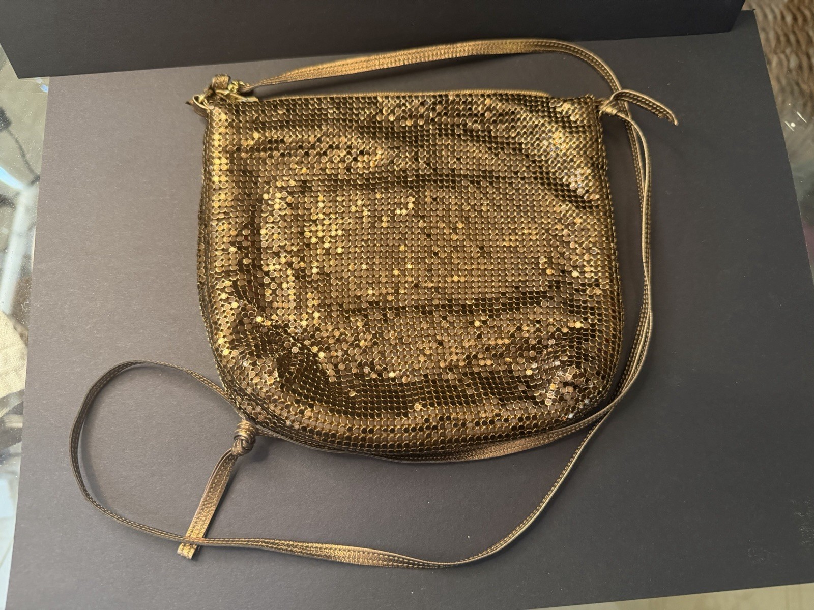 Vintage Purse 70s Mesh Whiting & Davis Copper Purse With Strap