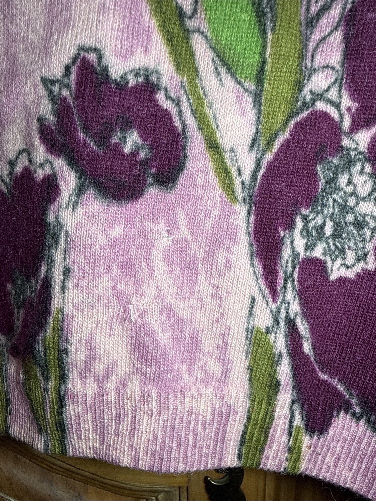 **READ**Vintage Angelon By Darlene Floral Angora Lambswool Cardigan For Scraps