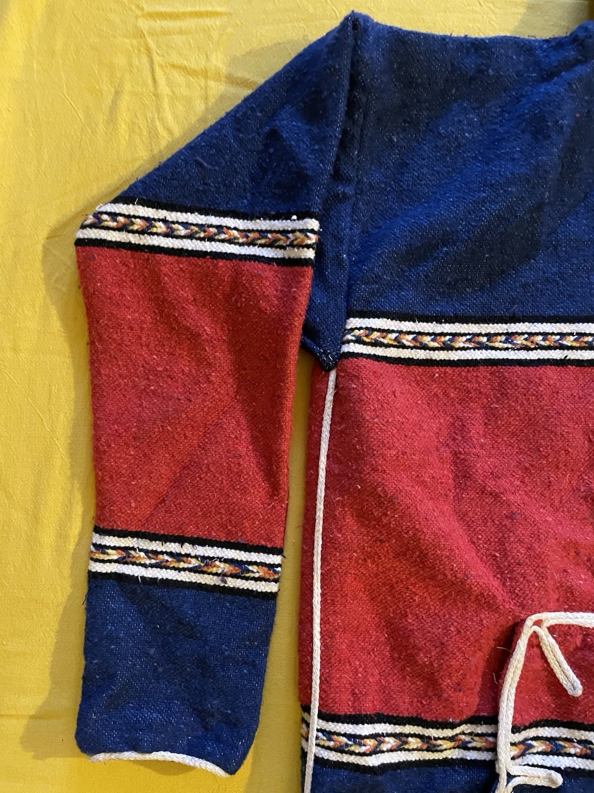 Vtg 80s CENTRAL/SOUTH AMERICAN style modern-traditional woven jacket L/XL Indio