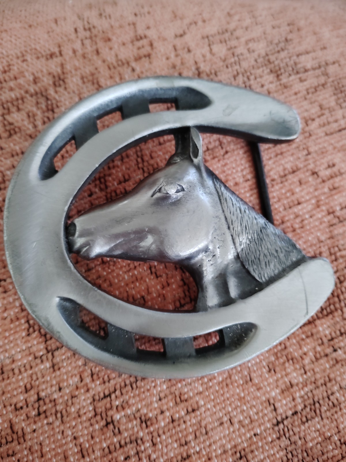 Vintage Silver Tone Metal Horse Head Western Belt Buckle Animal Adult Unisex