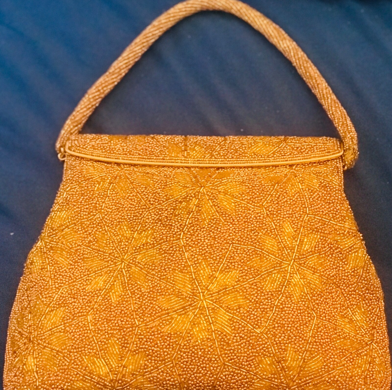 Antique Gold Beaded Evening BAG PURSE Formal Special Occasion Quality Handbag