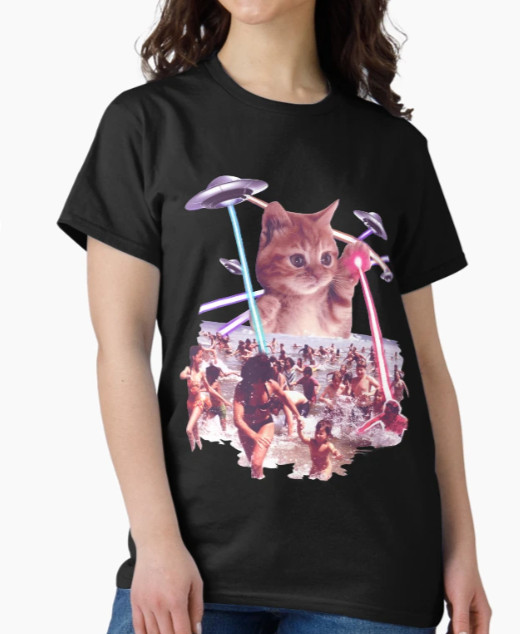 Alien Ufo cat attack from Mars space galaxy Classic T-Shirt