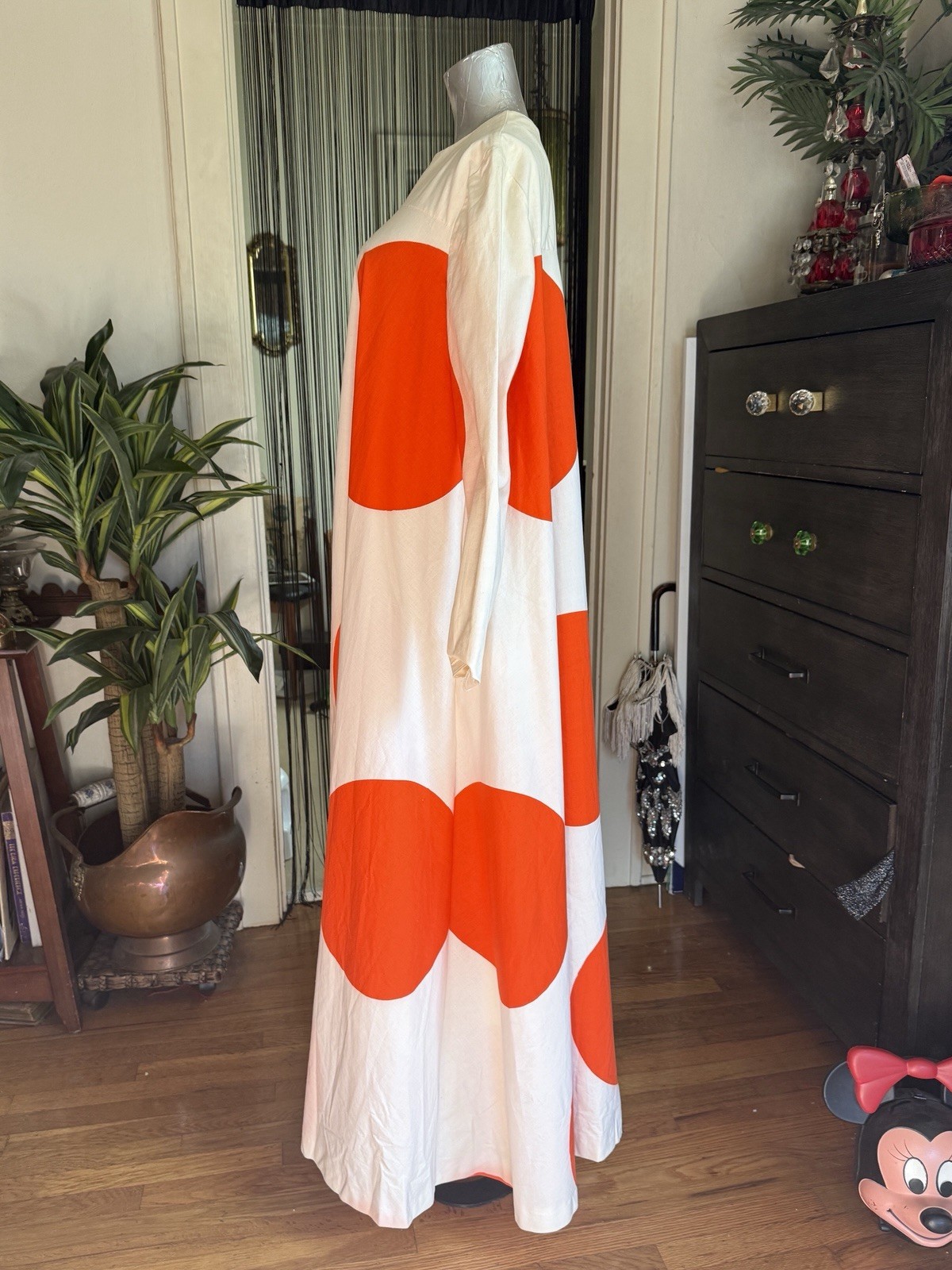 1960s Couture The Clothes Horse Brand Polka Dot Maxi Dress Long Sleeve vintage