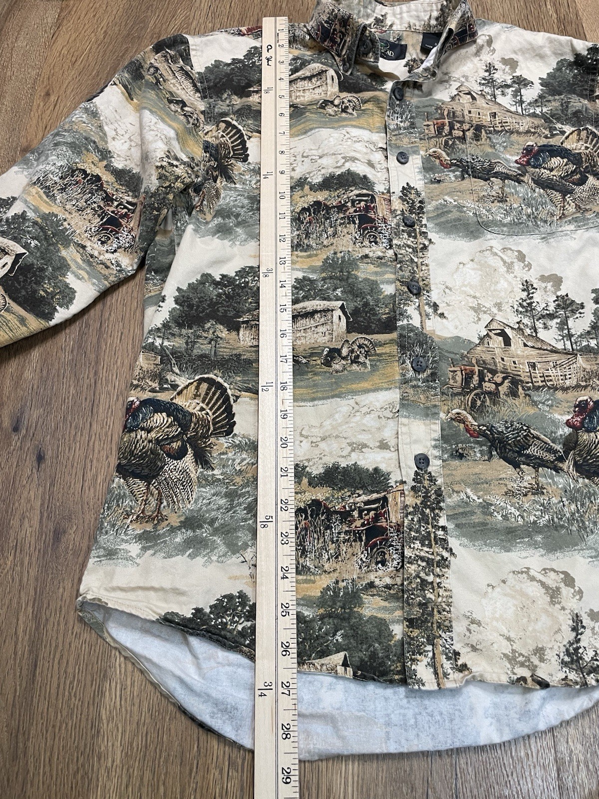 Vintage Red Head, Hunting, Turkey, Farming, Horse, Long Sleeve Shirt, Mens Small