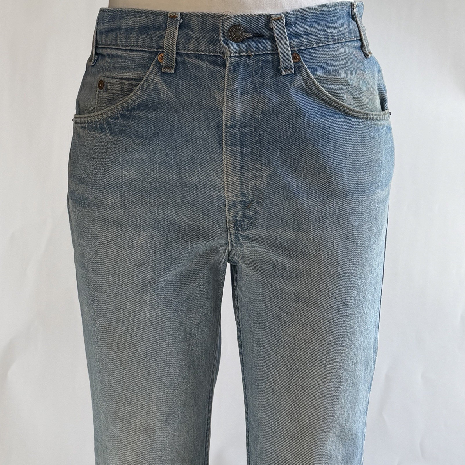 Vintage 80s Levi’s 517 🍊 Tab Bootcut Jeans Made in USA 32×30 Great Natural Fade