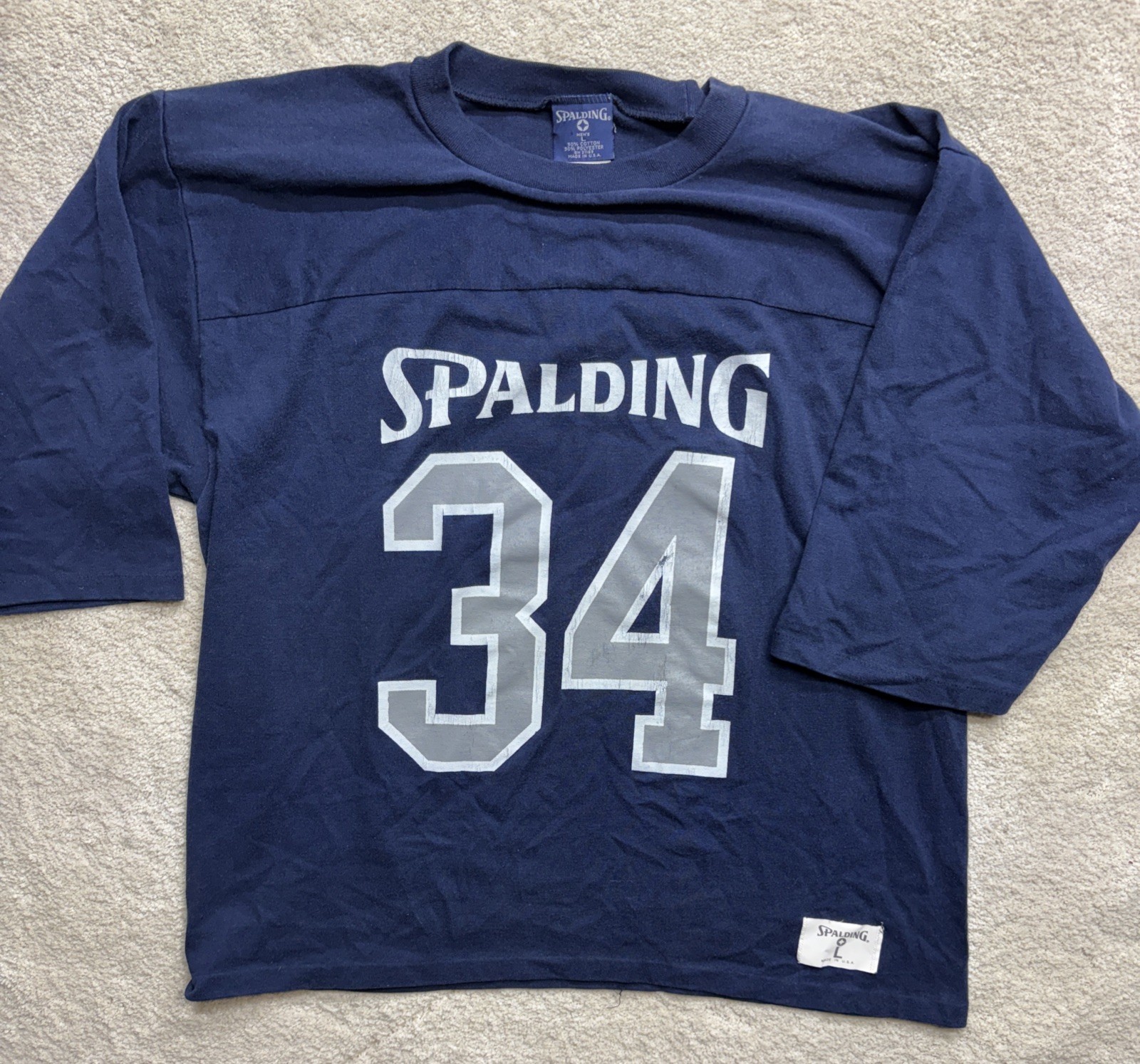 Vintage Spalding Raglan T-Shirt 1980s Sports Apparel Vintage Clothing Mens LG