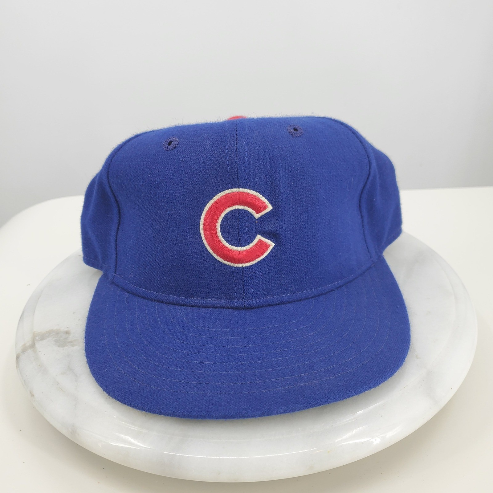 Vintage New Era Chicago Cubs Diamond Collection Fitted Hat 7 1/8 Blue Made USA