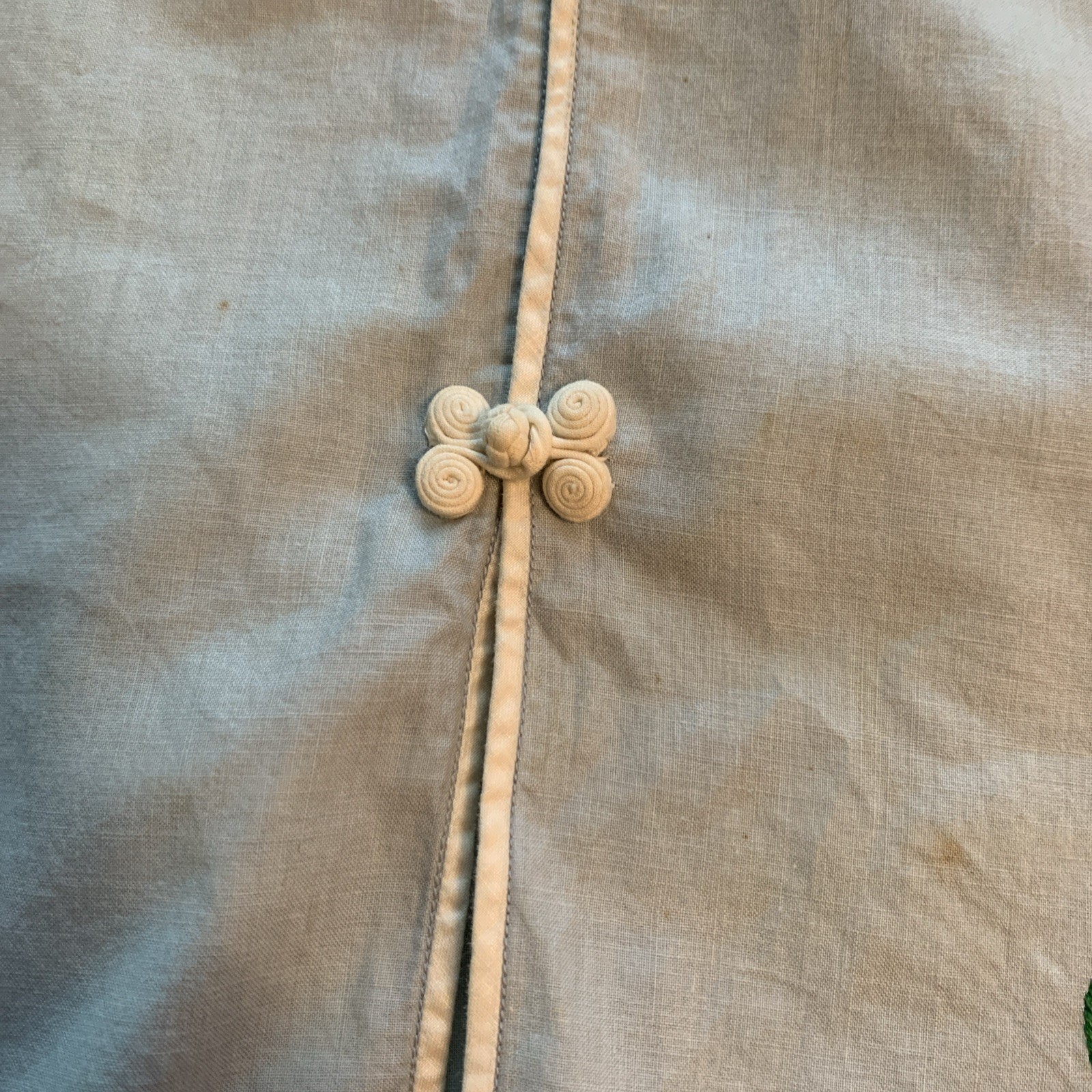 Vintage Chinese Shirt Light Blue With White Frog Buttons And Small Pocket. 38