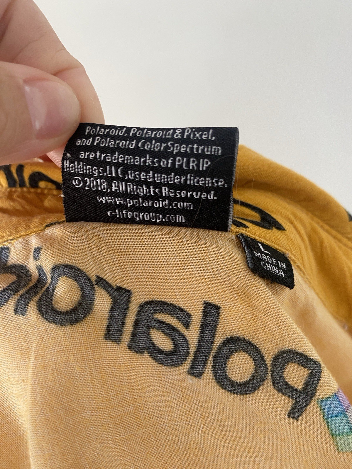 Polaroid Original Single Piece Shirt Retro Vintage L Unisex Cotton Yellow Blouse