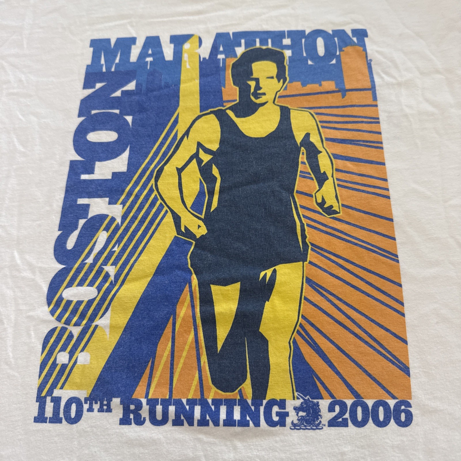 Official Vintage Boston Marathon 2006 T Shirt White Large Running Anvil Tag