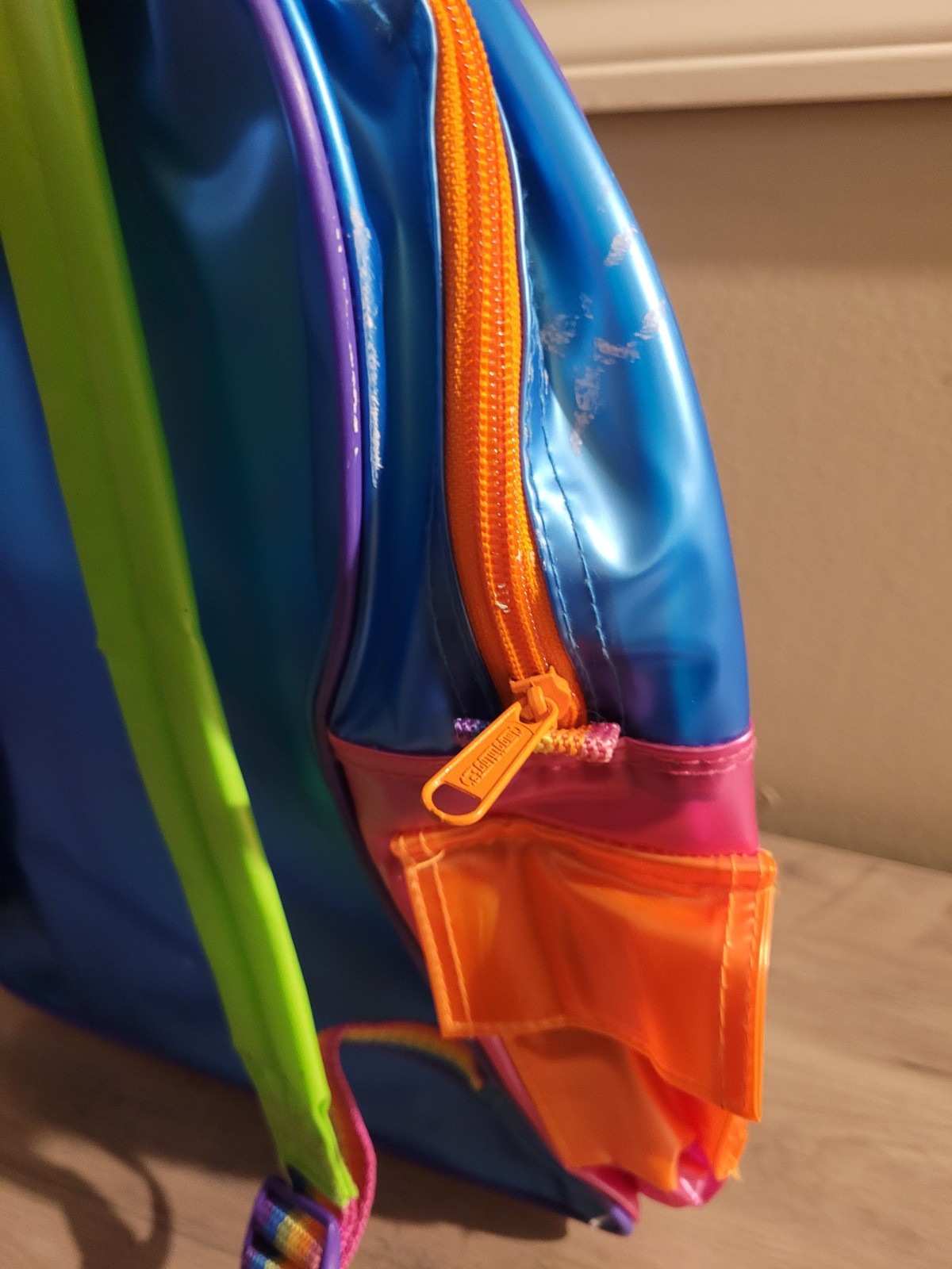 VTG Lisa Frank Backpack Plastic PVC See Thru 90’s Dolphin Music Notes Rainbow